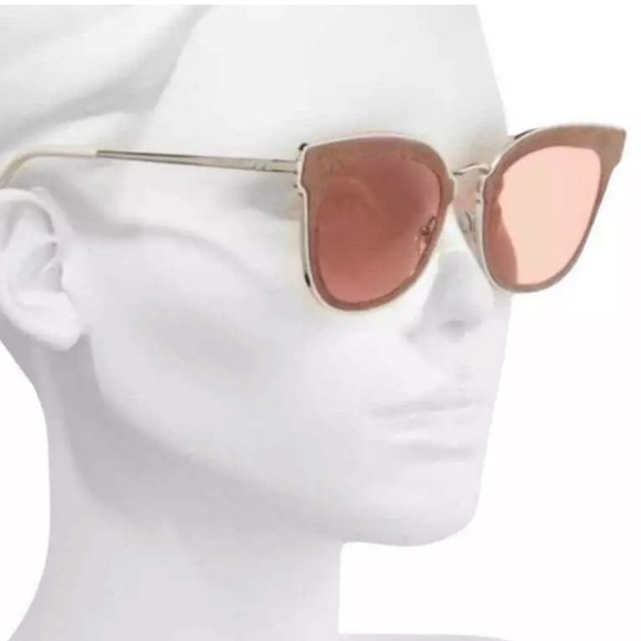$495 Jimmy Choo Cat Eye Sunglasses Frame Silver + Mauve Lens Pink + Acc NWT